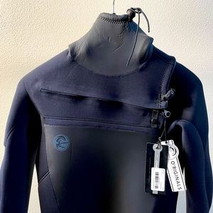 NWT Mens M ONeill Original FZ 5/4 wetsuit with hood black on black